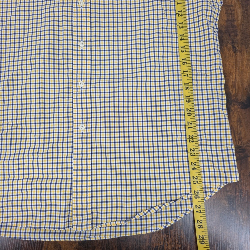 Ralph Lauren Gingham Button Down Shirt Mens Large Yellow Navy Blue Cotton Pony - Picture 7 of 7